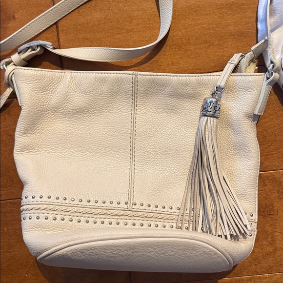 Brighton Ivory Crossbody Bag with Tassel Genuine Leather - Picture 2 of 7